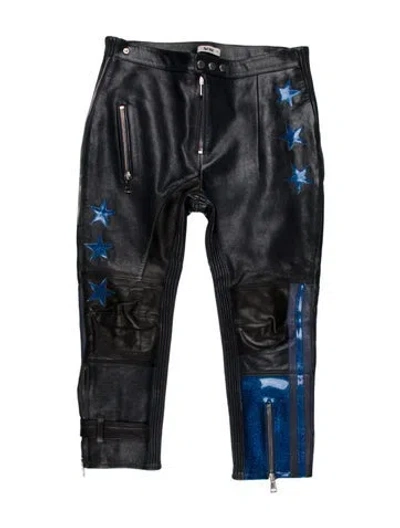 Pre-owned Acne Studios Goat Leather Straight Leg Pants In Gray