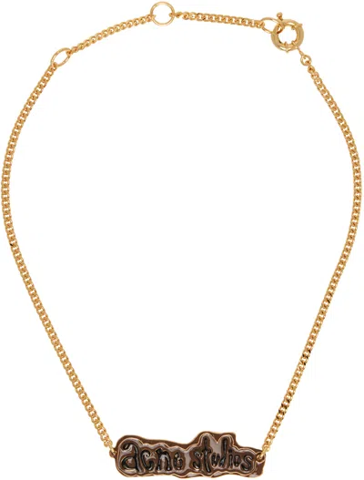Acne Studios Gold Label Necklace In Crf Gold/dark Brown