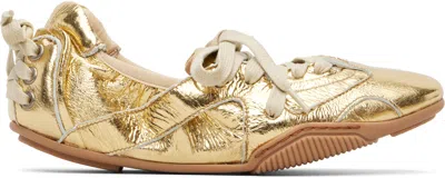 Acne Studios Gold Lace-up Leather Sneakers