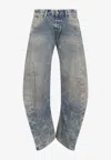 Acne Studios Distressed Low Waist Cotton Jeans In Blue