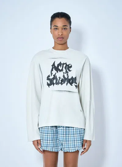 Acne Studios Logo Cotton-blend Jersey Sweatshirt In Neutral