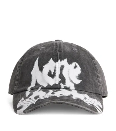 Acne Studios Graffiti Logo Baseball Cap In Gray