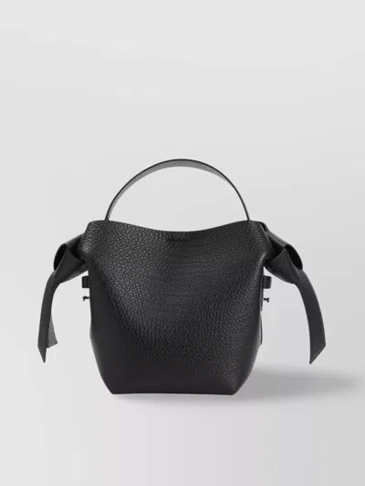 Acne Studios Grained Leather Shoulder Bag Knot In Black