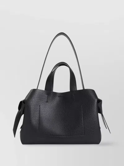 Acne Studios Grained Leather Shoulder Bag With Side Knots