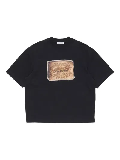 Acne Studios Graphic-detail Organic-cotton T-shirt In Black