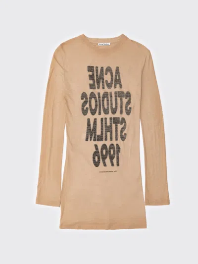 Acne Studios Graphic Dress In Beige