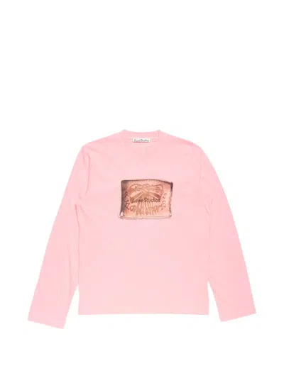 Acne Studios Graphic Long-sleeve T-shirt In Pink