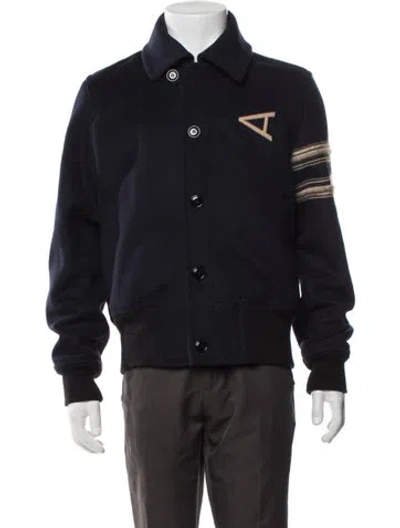 Pre-owned Acne Studios Graphic Print Bomber Jacket In Blue