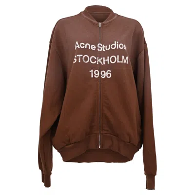 Pre-owned Acne Studios Graphic Print Bomber Jacket In Rust Orange Cotton