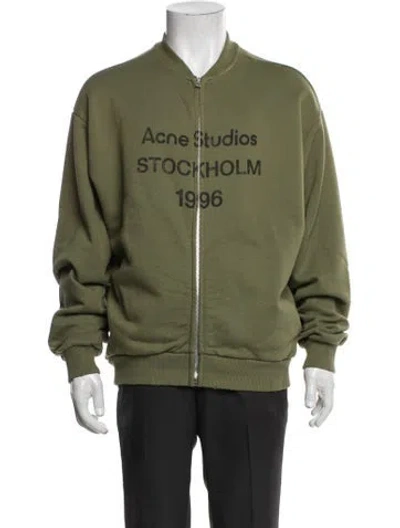 Pre-owned Acne Studios Graphic Print Bomber Jacket W/ Tags In Green