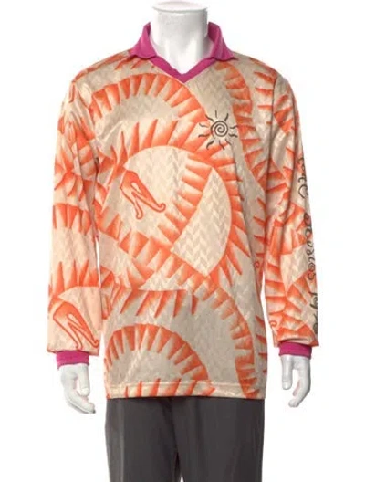 Pre-owned Acne Studios Graphic Print Collar Jersey W/ Tags In Orange