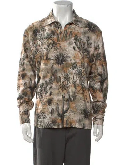 Pre-owned Acne Studios Graphic Print Collar Polo Shirt In Black/neutrals
