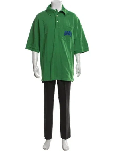 Pre-owned Acne Studios Graphic Print Collar Polo Shirt In Green