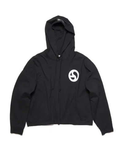 Acne Studios Graphic-print Cotton Hoodie In Black