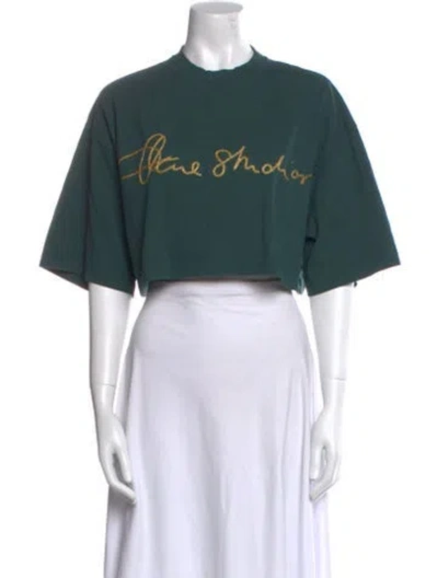 Pre-owned Acne Studios Graphic Print Crew Neck Crop Top In Green