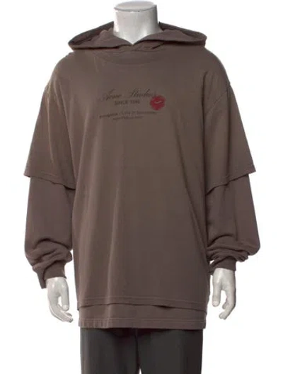 Pre-owned Acne Studios Graphic Print Crew Neck Hoodie In Brown