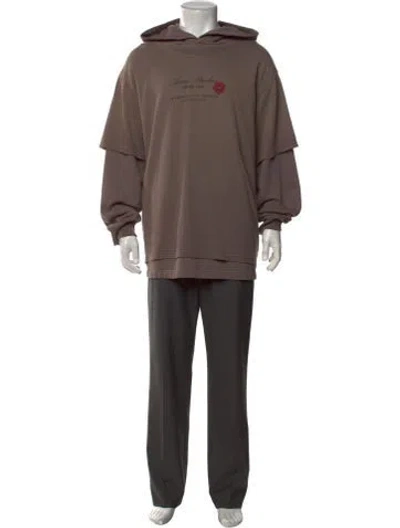 Pre-owned Acne Studios Graphic Print Crew Neck Hoodie In Brown