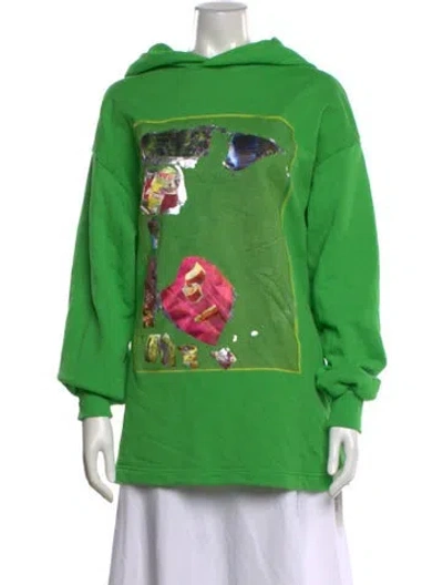 Pre-owned Acne Studios Graphic Print Crew Neck Hoodie In Green