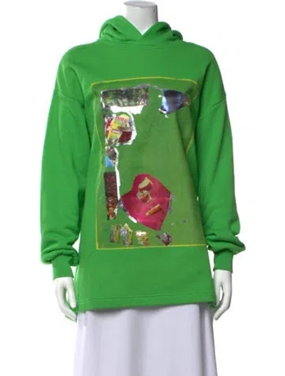 Pre-owned Acne Studios Graphic Print Crew Neck Hoodie In Green