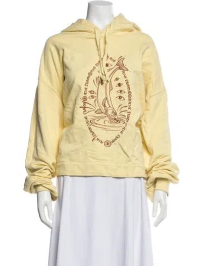 Pre-owned Acne Studios Graphic Print Crew Neck Hoodie In Yellow