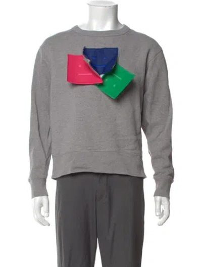 Pre-owned Acne Studios Graphic Print Crew Neck Pullover In Gray