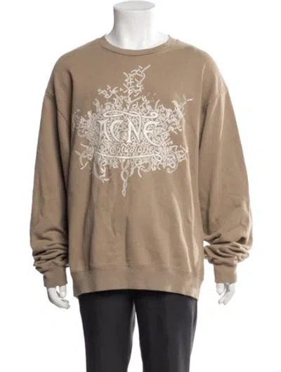 Pre-owned Acne Studios Graphic Print Crew Neck Pullover In Neutrals