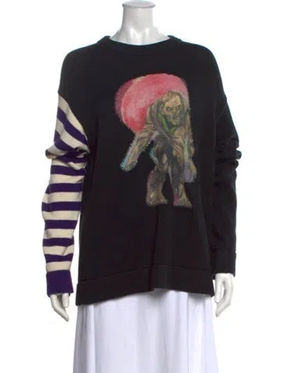 Pre-owned Acne Studios Graphic Print Crew Neck Sweater In Black