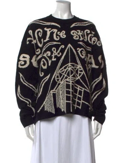 Pre-owned Acne Studios Graphic Print Crew Neck Sweater In Black