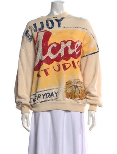 Pre-owned Acne Studios Graphic Print Crew Neck Sweater In Neutrals