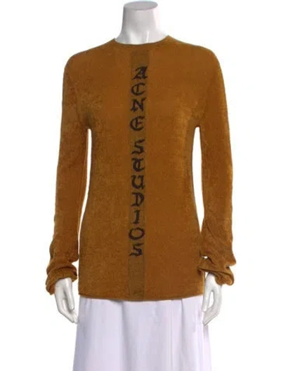 Pre-owned Acne Studios Graphic Print Crew Neck Sweater W/ Tags In Brown