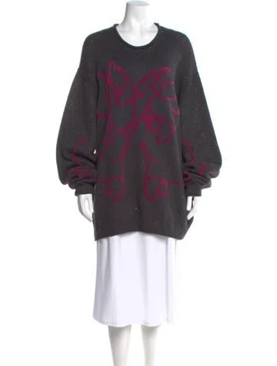 Pre-owned Acne Studios Graphic Print Crew Neck Sweater W/ Tags In Gray