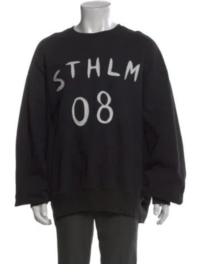 Pre-owned Acne Studios Graphic Print Crew Neck Sweatshirt In Black