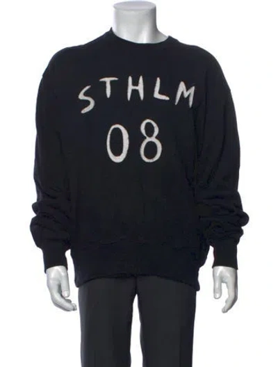 Pre-owned Acne Studios Graphic Print Crew Neck Sweatshirt In Black