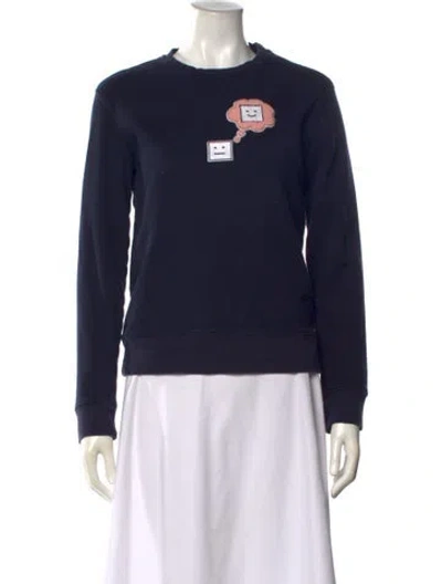 Pre-owned Acne Studios Graphic Print Crew Neck Sweatshirt In Blue