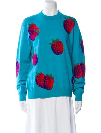 Pre-owned Acne Studios Graphic Print Crew Neck Sweatshirt In Blue