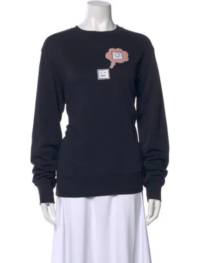 Pre-owned Acne Studios Graphic Print Crew Neck Sweatshirt In Blue