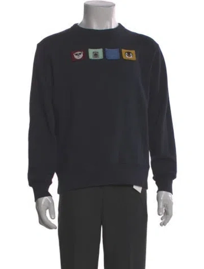 Pre-owned Acne Studios Graphic Print Crew Neck Sweatshirt In Blue