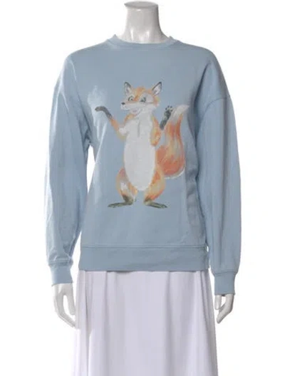 Pre-owned Acne Studios Graphic Print Crew Neck Sweatshirt In Blue