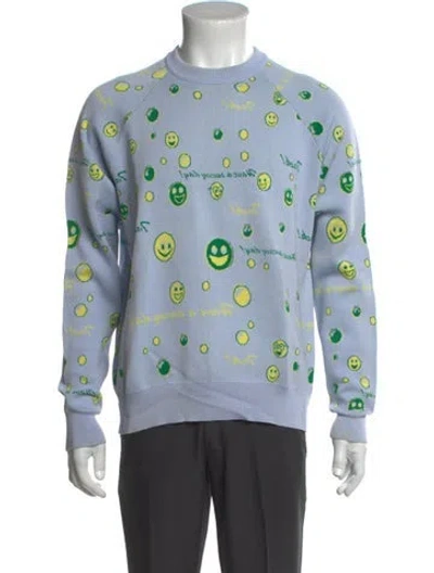 Pre-owned Acne Studios Graphic Print Crew Neck Sweatshirt In Blue