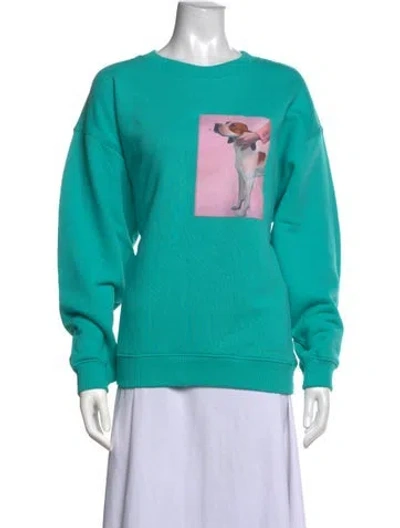 Pre-owned Acne Studios Graphic Print Crew Neck Sweatshirt In Blue/green