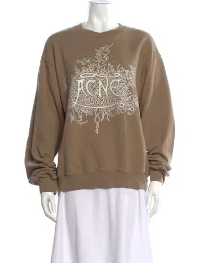 Pre-owned Acne Studios Graphic Print Crew Neck Sweatshirt In Brown