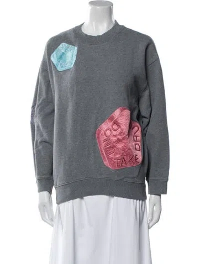 Pre-owned Acne Studios Graphic Print Crew Neck Sweatshirt In Gray