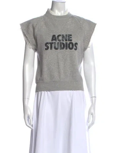 Pre-owned Acne Studios Graphic Print Crew Neck Sweatshirt In Gray