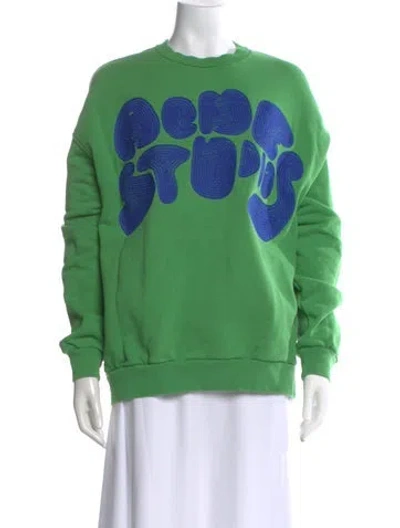 Pre-owned Acne Studios Graphic Print Crew Neck Sweatshirt In Green