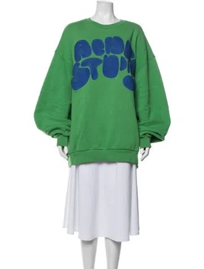 Pre-owned Acne Studios Graphic Print Crew Neck Sweatshirt In Green