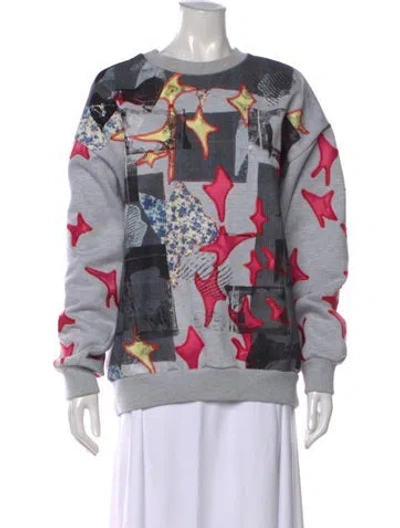 Pre-owned Acne Studios Graphic Print Crew Neck Sweatshirt In Grey