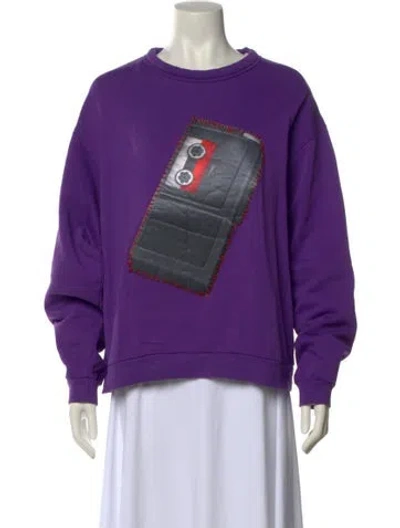 Pre-owned Acne Studios Graphic Print Crew Neck Sweatshirt In Purple
