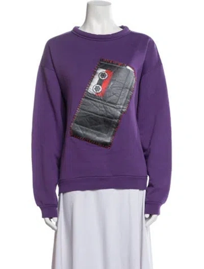 Pre-owned Acne Studios Graphic Print Crew Neck Sweatshirt In Purple