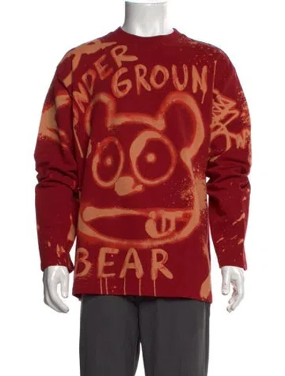 Pre-owned Acne Studios Graphic Print Crew Neck Sweatshirt In Red