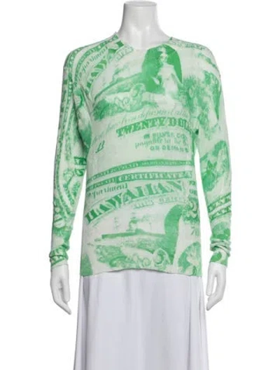 Pre-owned Acne Studios Graphic Print Crew Neck Top In Blue/green
